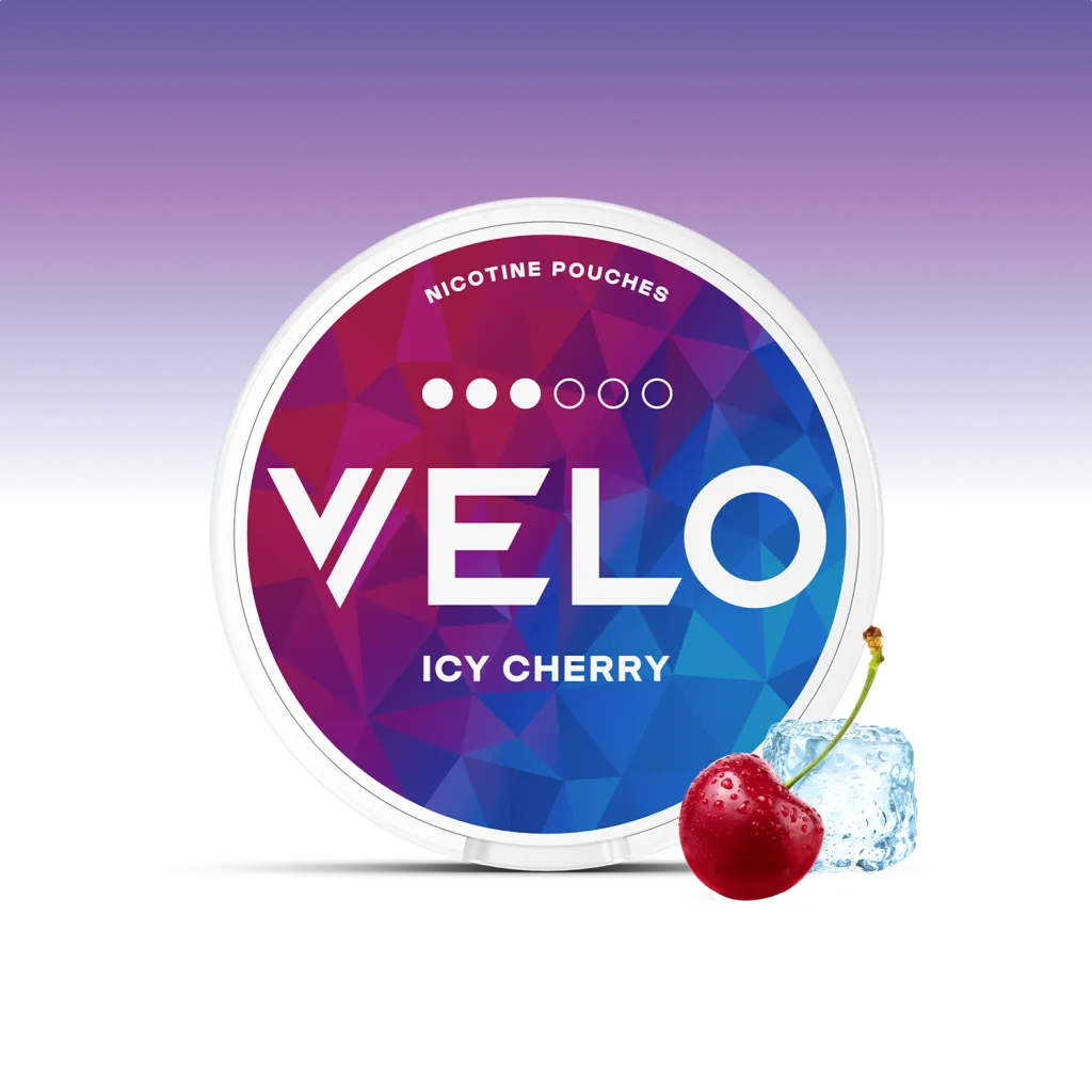 VELO Icy Cherry 8 mg – 20 Beutel – VELO Dose Vorderansicht