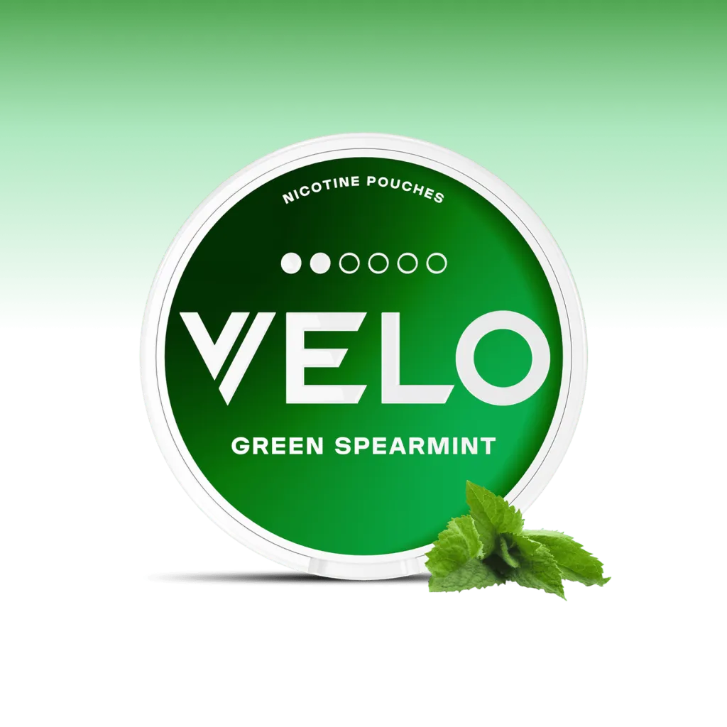 VELO Green Spearmint 6 mg – 20 Beutel – VELO Dose Vorderansicht