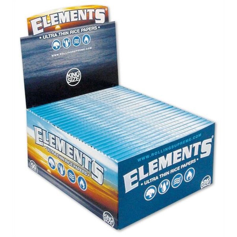 Elements King Size Zigarettenpapier, 50 Heftchen à 33 Stück