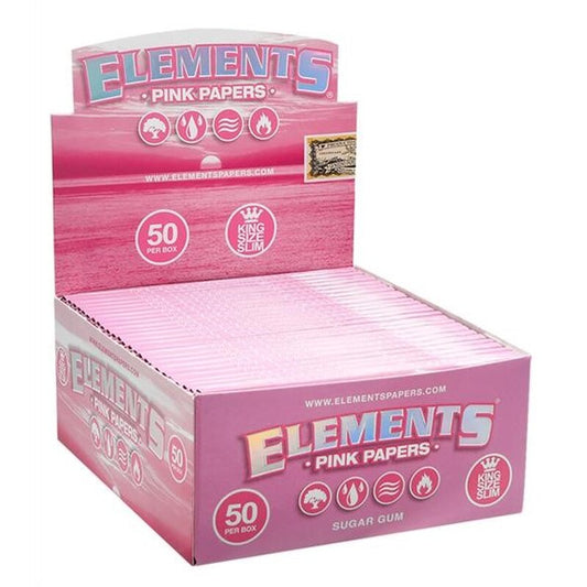 Elements King Size Slim Pink Zigarettenpapier, 50 Heftchen à 33 Stück