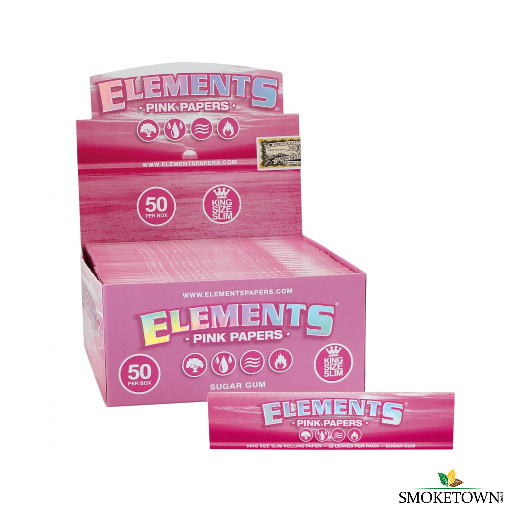 ELEMENTS Kingsize Slim Pink – Blättchen ohne Chemie, Connoisseur Papers