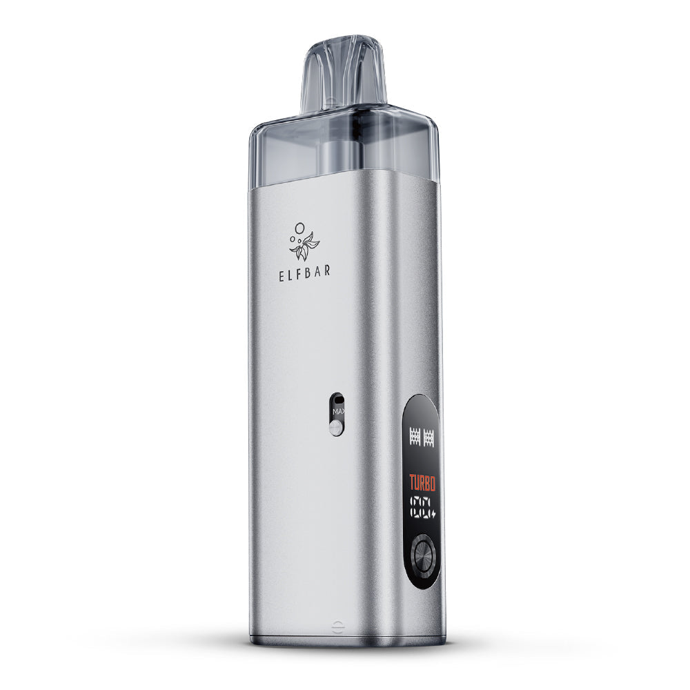 ELFBAR ELFX Mega Kit in Silber mit Farbdisplay
