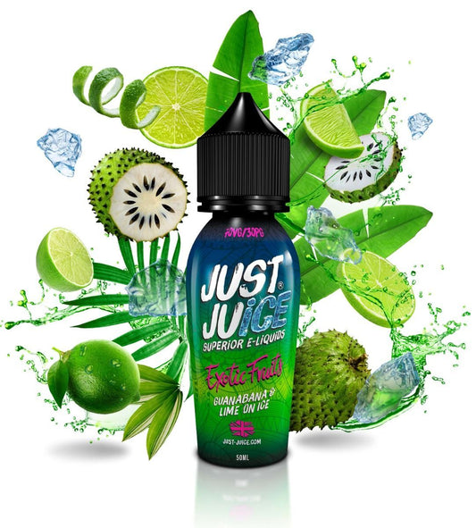 Just Juice Exotic Fruits Guanabana & Lime on Ice - 50ml – 50ml Shortfill Liquid, Aroma ohne Nikotin