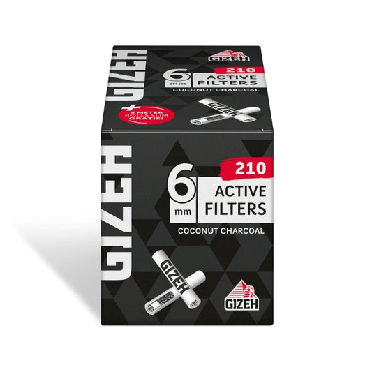 GIZEH Active Filter 6mm Aktivkohle-Drehfilter Box 210 Stück mit Gratis Rolls