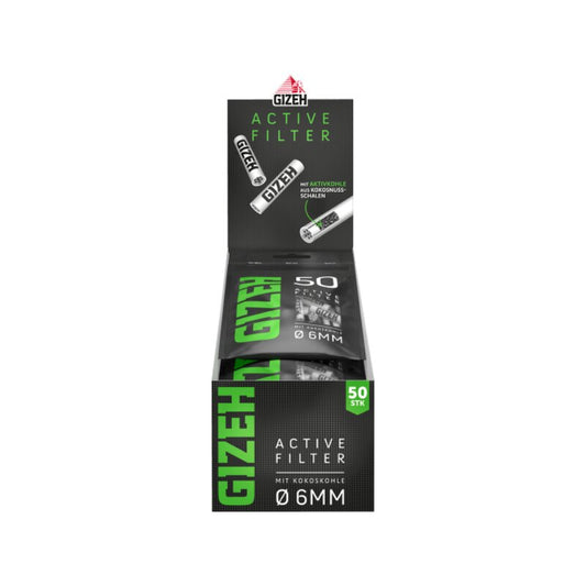 GIZEH ActiveFilter 6mm Black Aktivkohle-Drehfilter 10 x 50 Stück