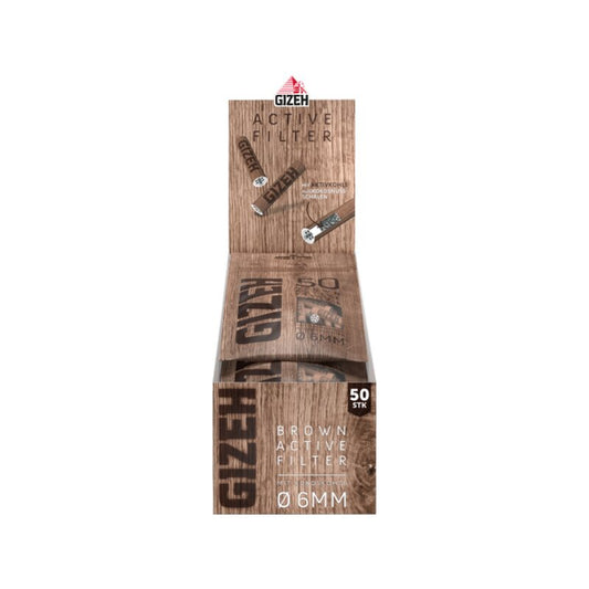 GIZEH ActiveFilter 6mm Brown Aktivkohle-Drehfilter 10 x 50 Stück