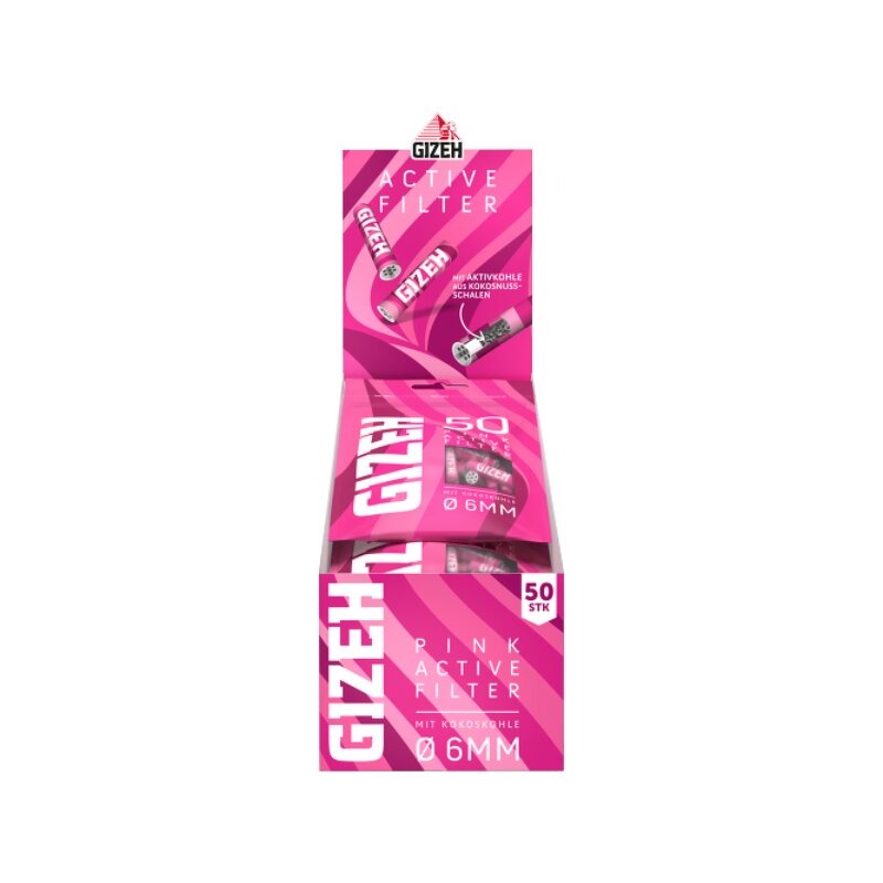 Gizeh ActiveFilter 6mm Pink Aktivkohlefilter, 10 x 50 Stück XL-Gebinde