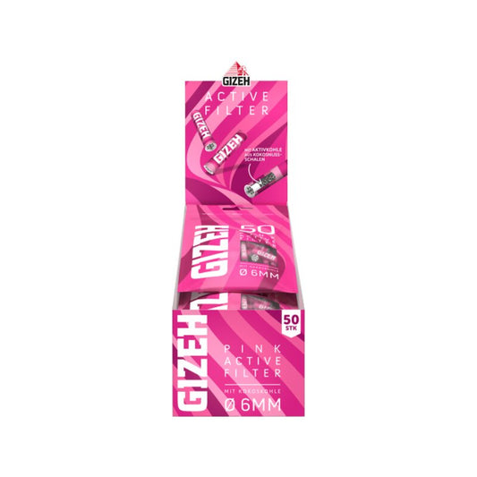 Gizeh ActiveFilter 6mm Pink Aktivkohlefilter, 10 x 50 Stück XL-Gebinde