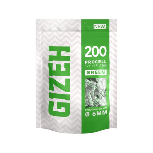 GIZEH ActiveFilter 6mm ProCell Green Aktivkohle-Drehfilter 200er-Packung