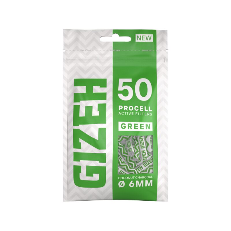 Gizeh ActiveFilter 6mm ProCell Green Aktivkohlefilter, 1 x 50 Stück