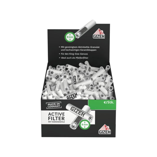 GIZEH ActiveFilter 8mm Box Aktivkohle-Drehfilter Regular 200 Stück