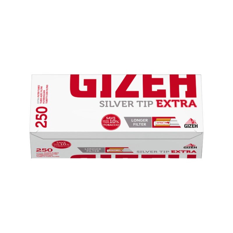 GIZEH Silver Tip Extra Zigarettenhülsen, 250 Stück Packung