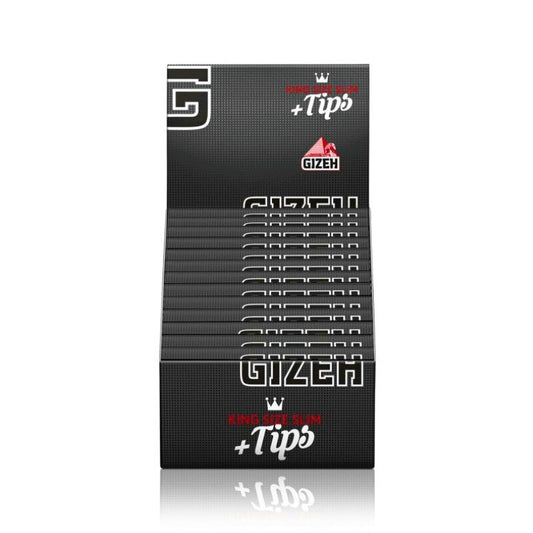 Gizeh KingSize Slim Tips Black Zigarettenpapier mit Tips 26 x 34 Blatt