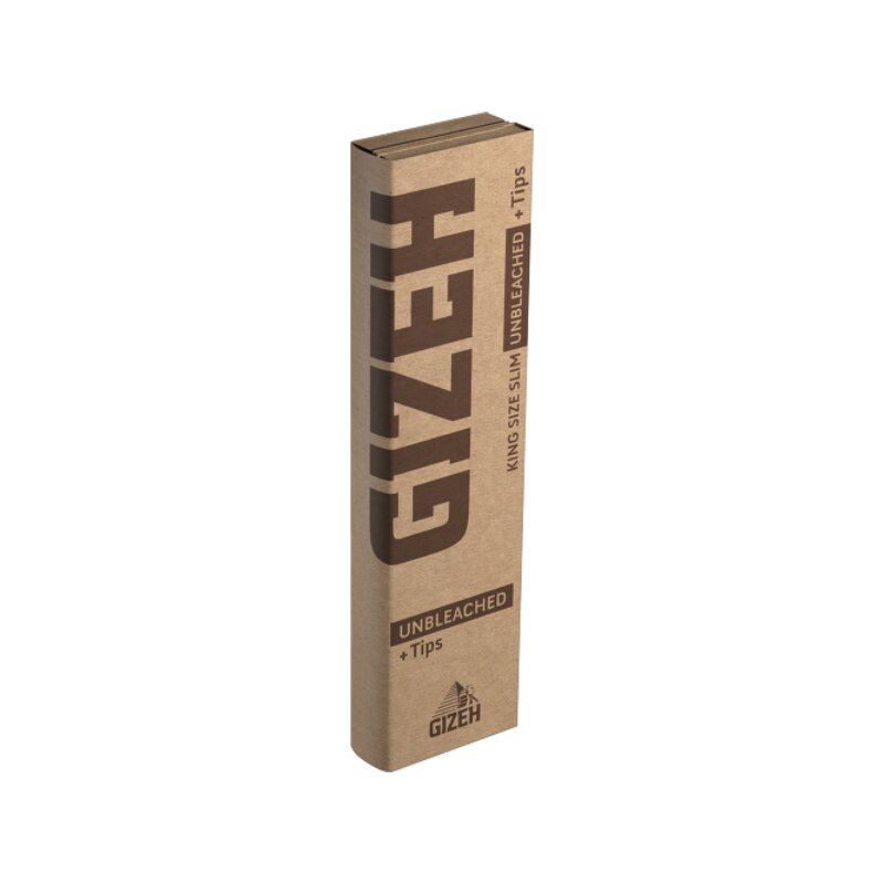 Gizeh KingSize Slim +Tips Unbleached Zigarettenpapier ungebleicht, 26 x 34 Blatt