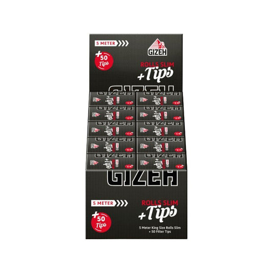 Gizeh Rolls Slim Black Endlospapier mit Tips, 20 Rollen à 5 m