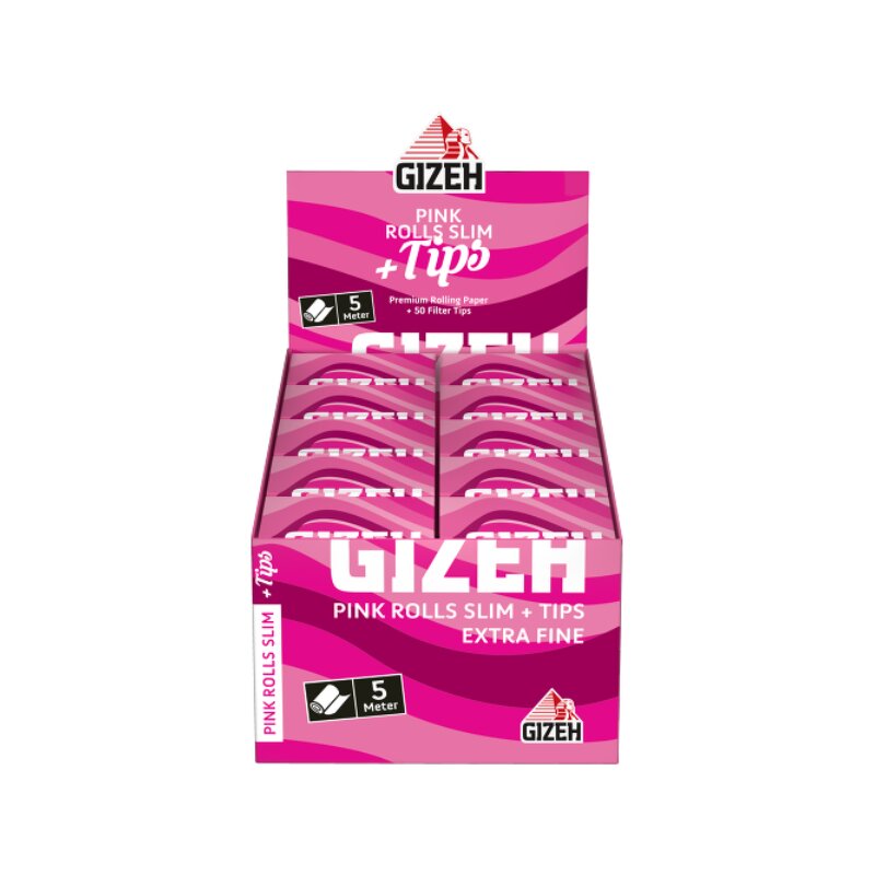 Gizeh Rolls Slim Pink Endlospapier mit Tips, 20 Rollen à 5 m