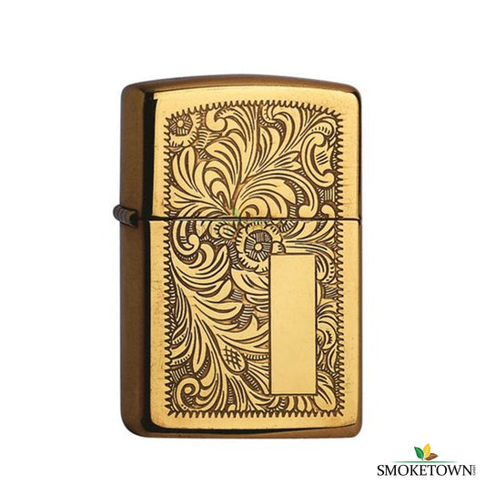 Zippo Messing Venetian mit Gravurfeld – elegantes Zippo Feuerzeug, Feuerzeug mit Gravur