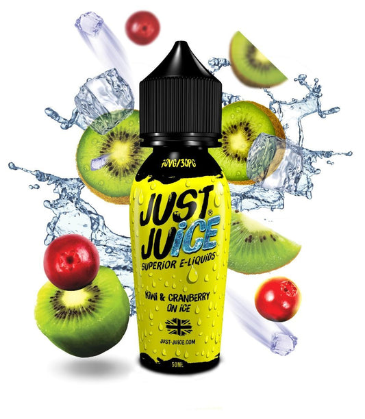 Just Juice Iconic Kiwi & Cranberry on Ice Shortfill - 50ml – 50ml Shortfill Kiwi, Beeren &amp; Kiwi