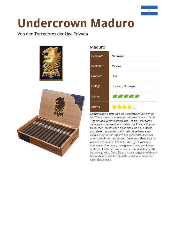 Drew Estate Undercrown Maduro – offene Kiste mit Zigarren, mexikanisches San-Andrés-Deckblatt