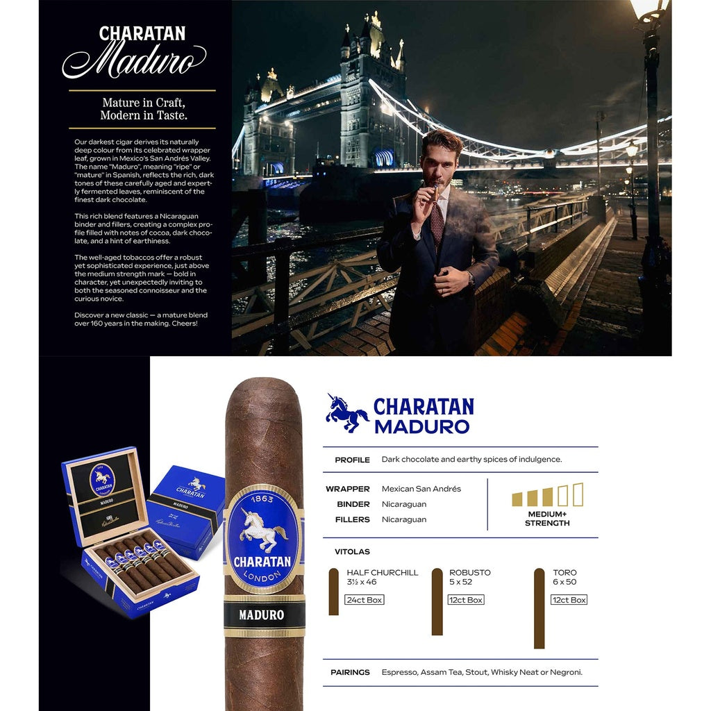 Charatan Maduro Half Churchill – mexikanisches Maduro-Deckblatt, 48 x 89 mm