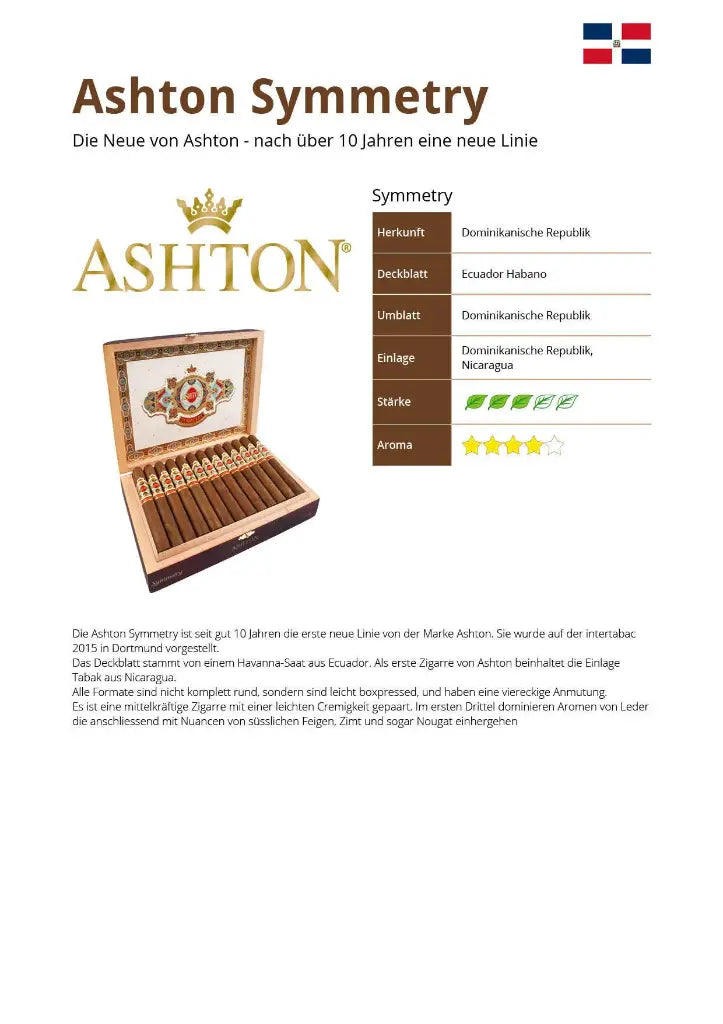 Ashton Symmetry Prism – 46 x 143 mm mit Ecuador-Deckblatt
