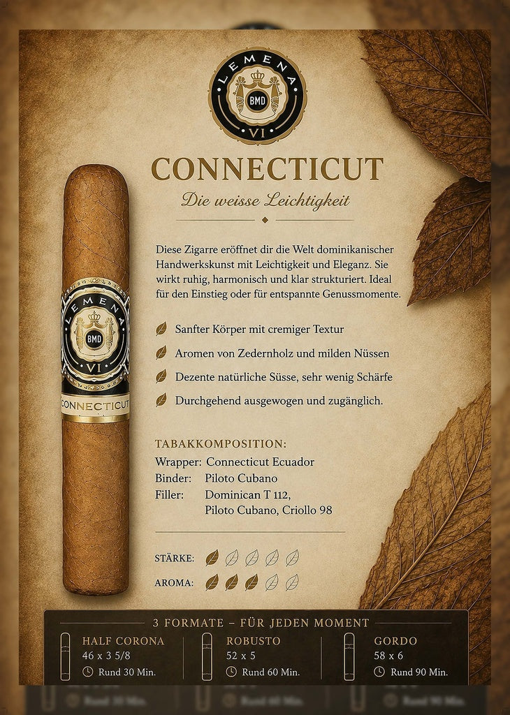 Lemena Connecticut Robusto – milde Zigarre aus der Dominikanischen Republik