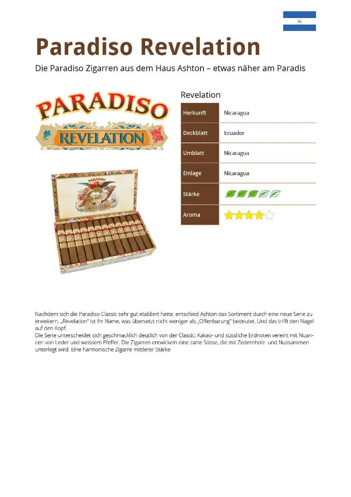 Paradiso Revelation Legend – Zigarre aus Nicaragua