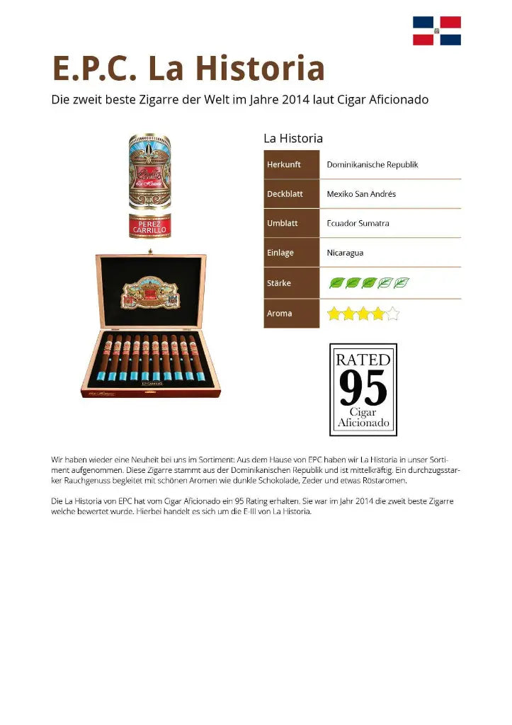 E.P. Carrillo La Historia E-III – grösstes Format der Linie, 54 x 174 mm
