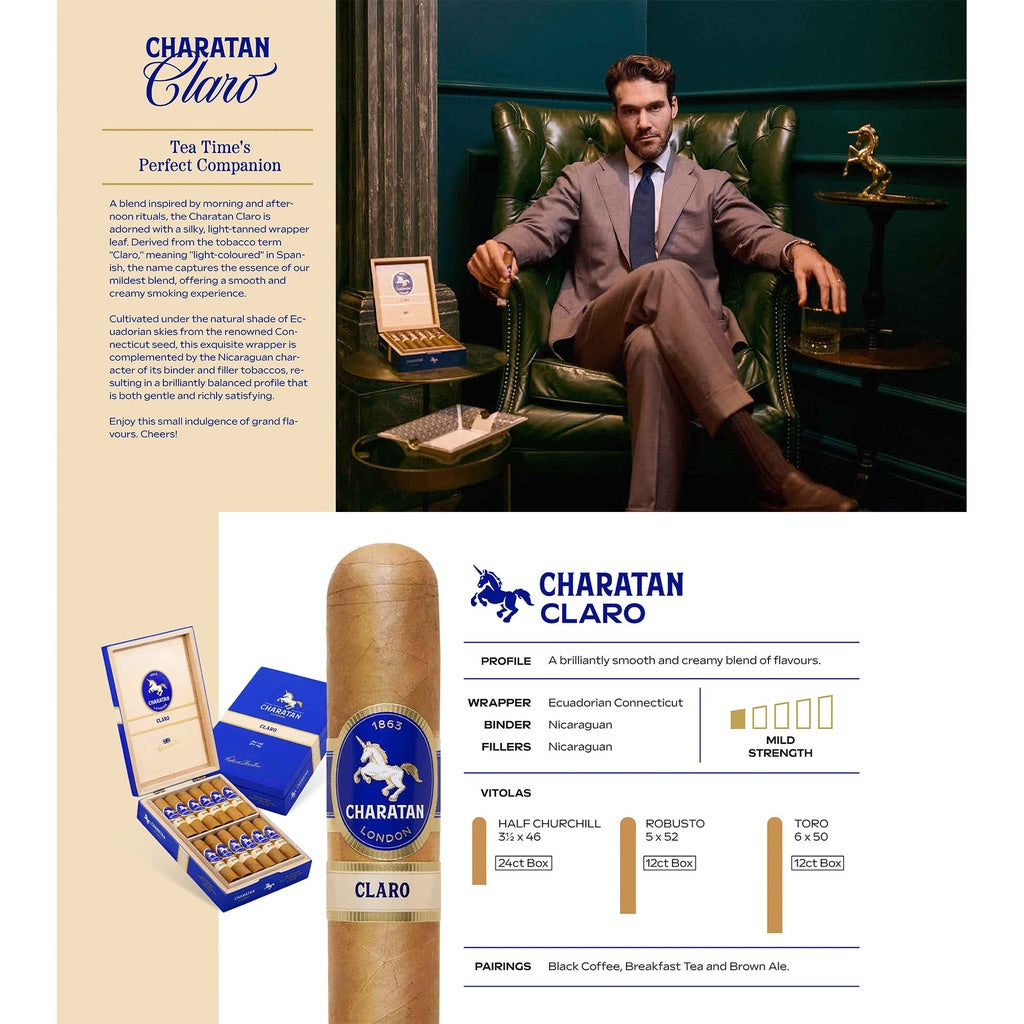 Charatan Claro Robusto – helles Claro-Deckblatt, 52 x 127 mm