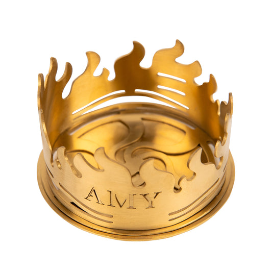 Amy Deluxe Fire Box Gold von oben mit offenem Flammenkranz