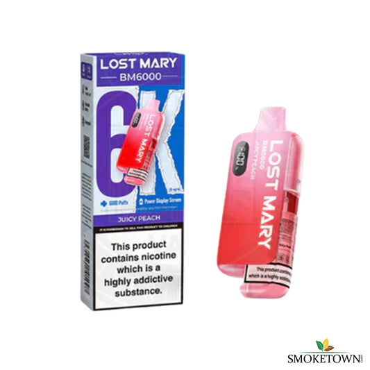 Lost Mary BM6000 - Juicy Peach – Einweg Vape Traubengeschmack, Einwegvape mit Display