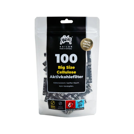Kailar ActiveFilter 9mm Black Aktivkohle-Drehfilter 100 Stück