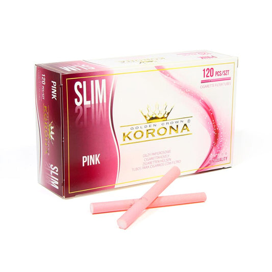 Korona Hülsen Slim Pink, Zigarettenhülsen mit Filter, 120 Stück