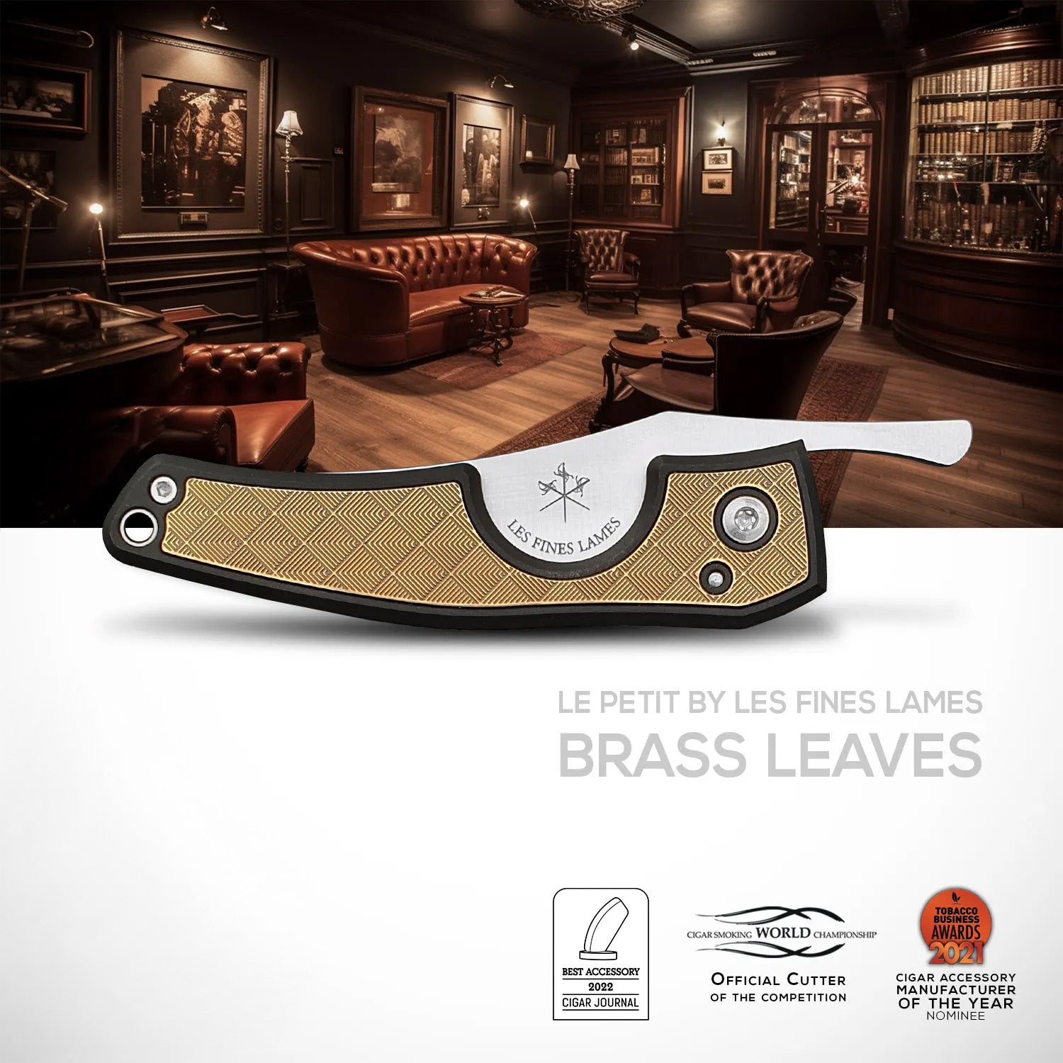 Les Fines Lames Le Petit Brass Zigarrenmesser Leaves II