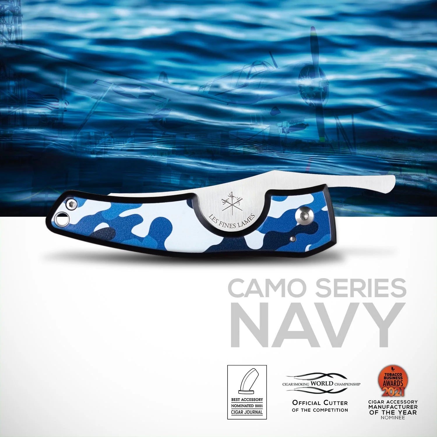 Les Fines Lames LE PETIT CAMO Zigarrenabschneider Navy
