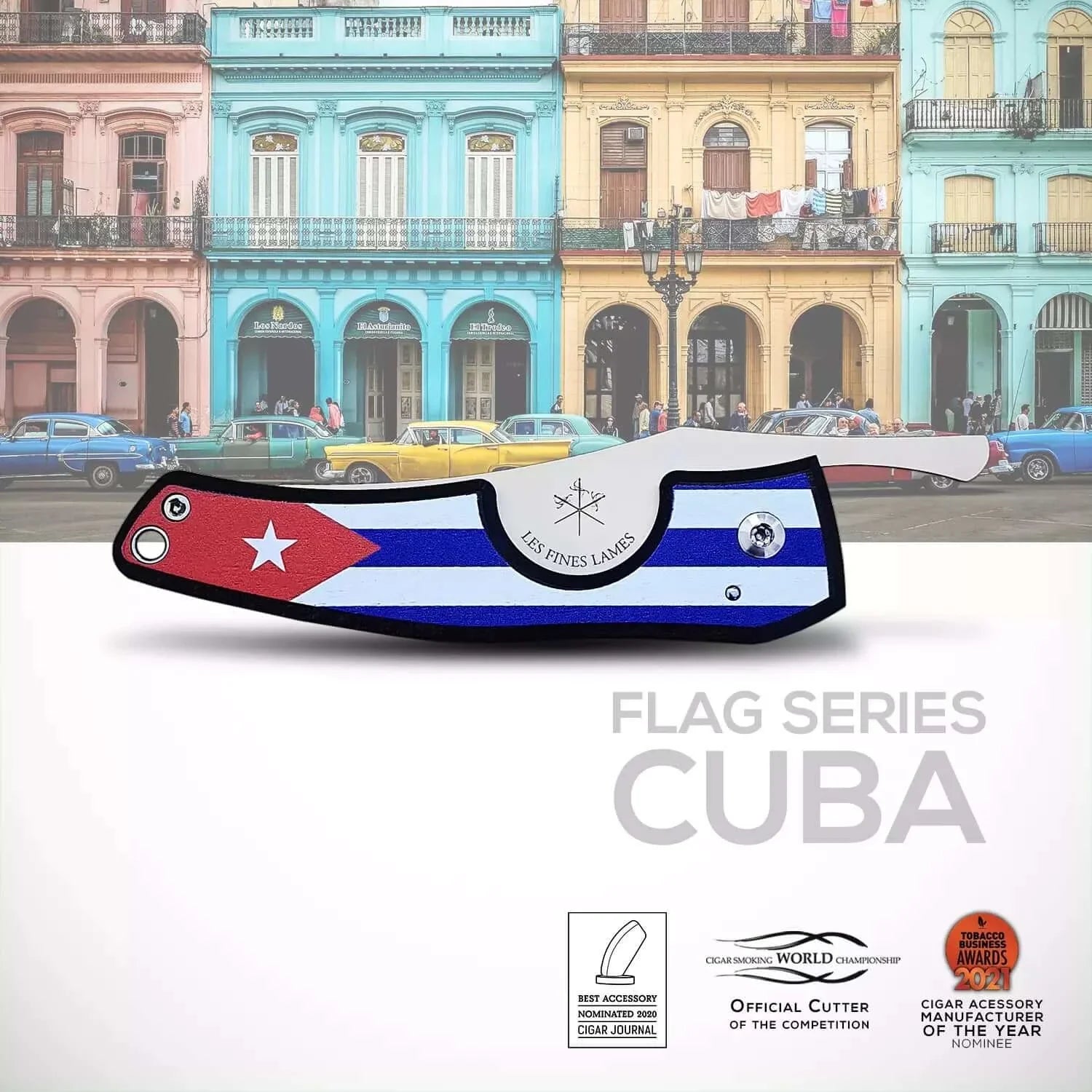 Les Fines Lames LE PETIT Flag Zigarrenabschneider Cuba Light Wood