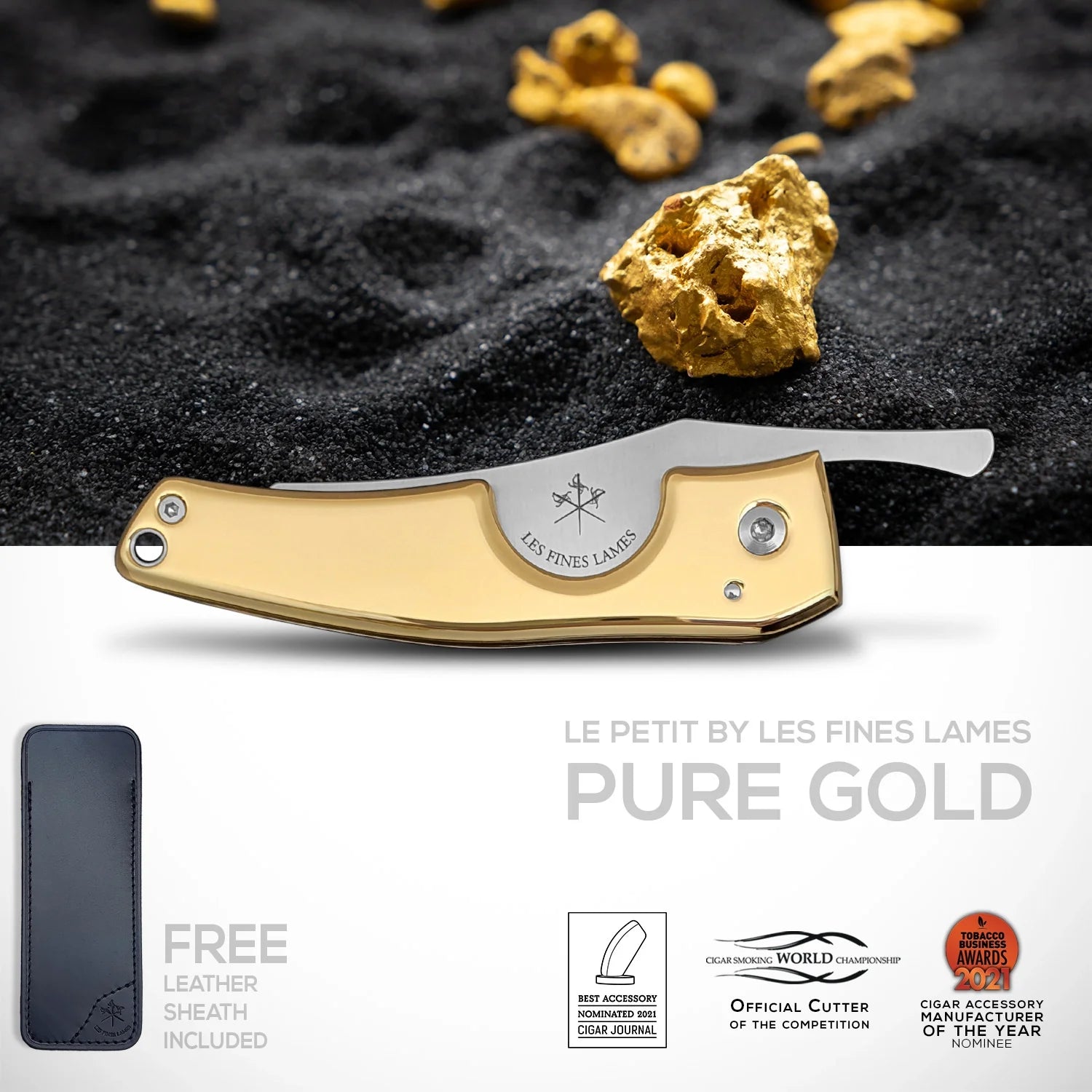 Les Fines Lames LE PETIT Gold Zigarrenabschneider Arabesque