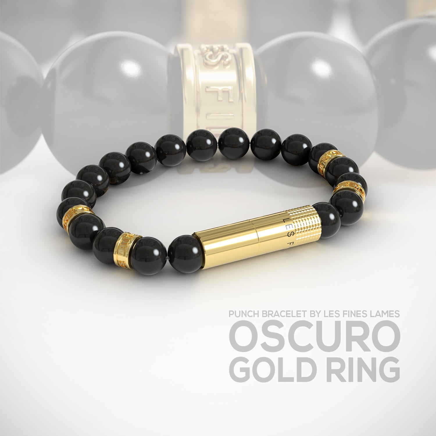 Les Fines Lames Punch Bracelet Elastique Oscuro Gold Ring