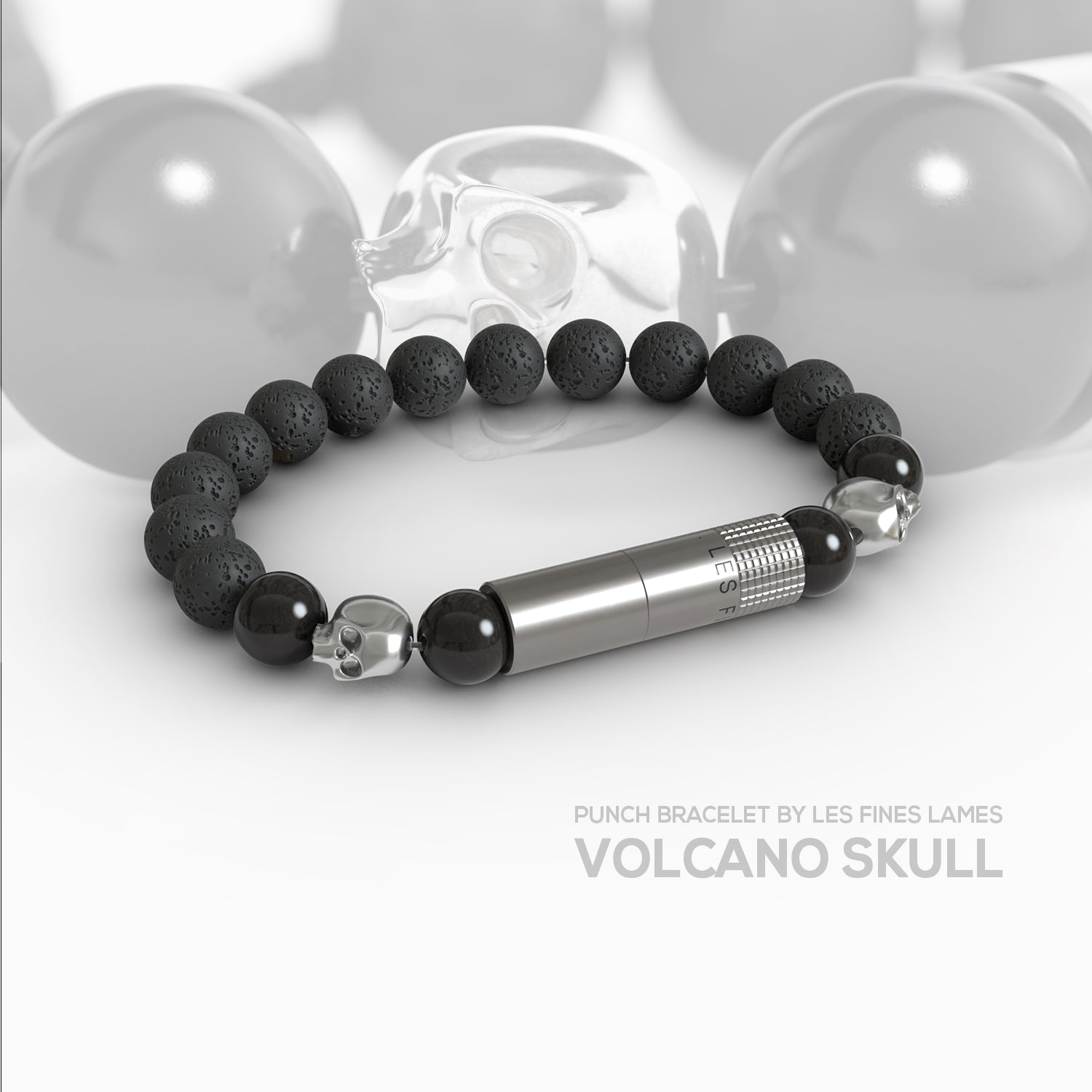 Les Fines Lames Punch Bracelet Elastique Volcano Skull