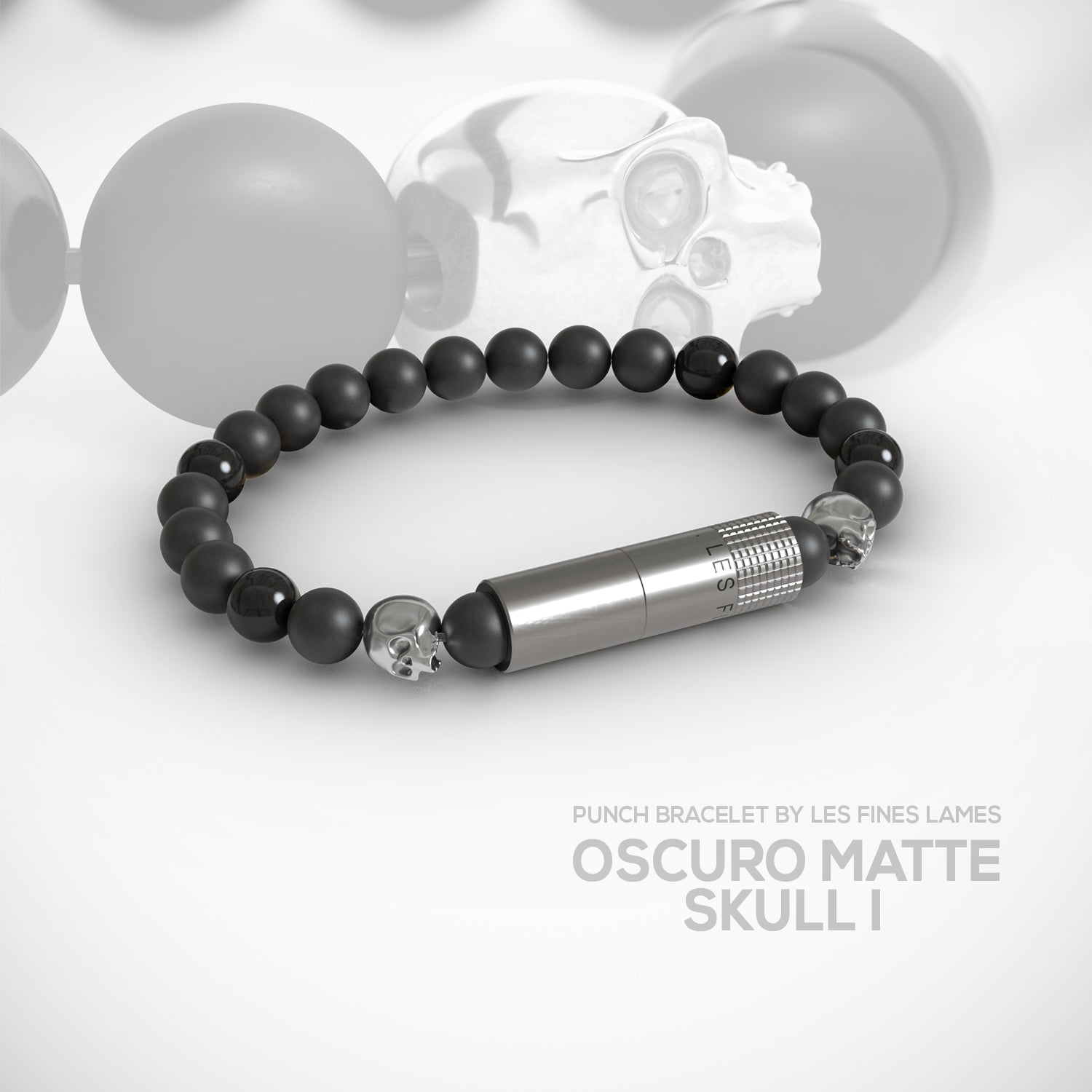 Les Fines Lames Punch Bracelet Elastique Oscuro Matte Skull I