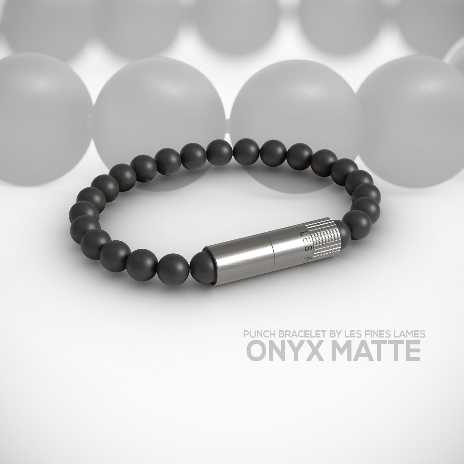 Les Fines Lames Punch Bracelet Elastique Onyx Matte