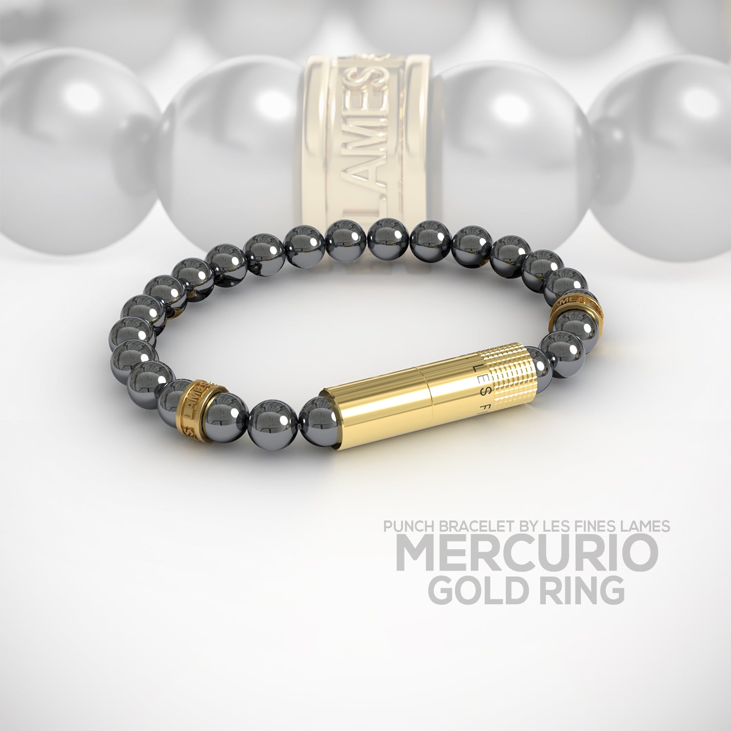 Les Fines Lames Punch Bracelet Elastique Mercurio Gold Ring