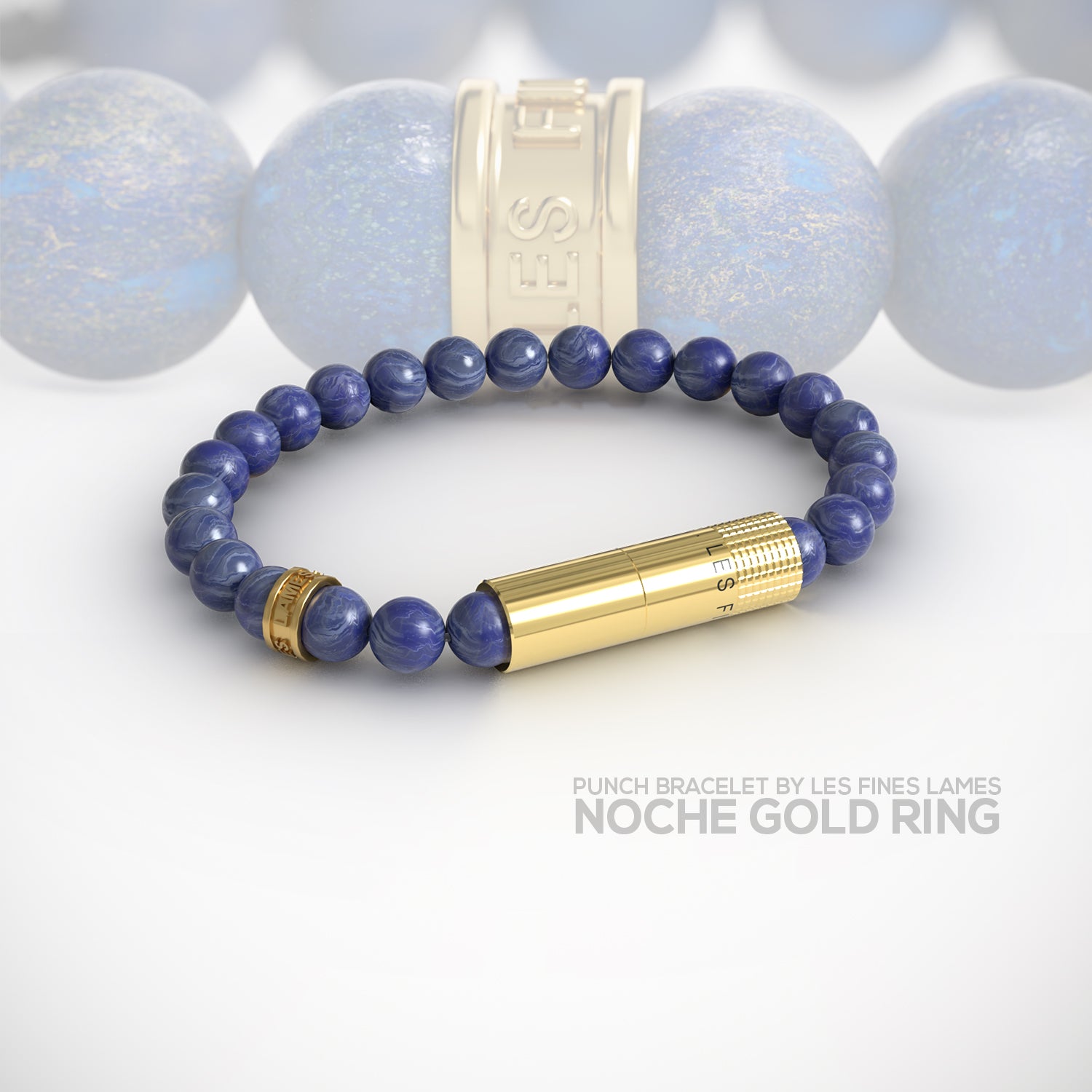 Les Fines Lames Punch Bracelet Elastique Noche Gold Ring
