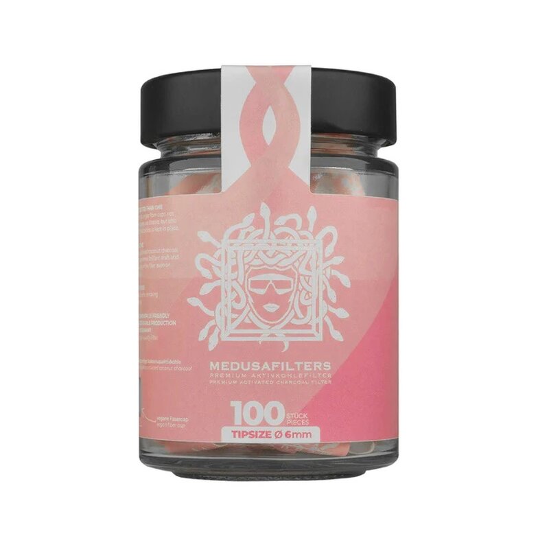 Medusa ActiveFilter 6mm Glas Rosé Drehfilter mit Aktivkohle, 100 Stück