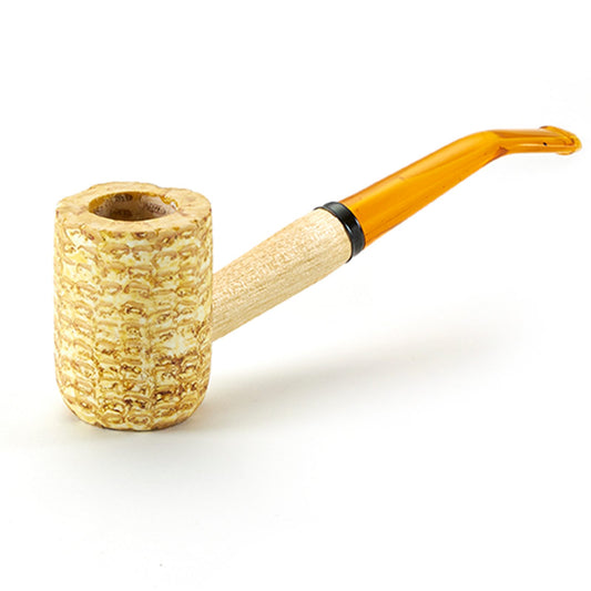 Missouri Meerschaum Legend Maiskolbenpfeife gebogen, 6-mm-Filter, bernsteinfarbenes Mundstück