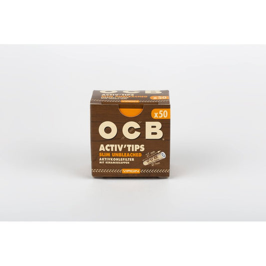 OCB ActiveFilter 7mm Virgin Unbleached Drehfilter mit Aktivkohle, 10 x 50 Stück