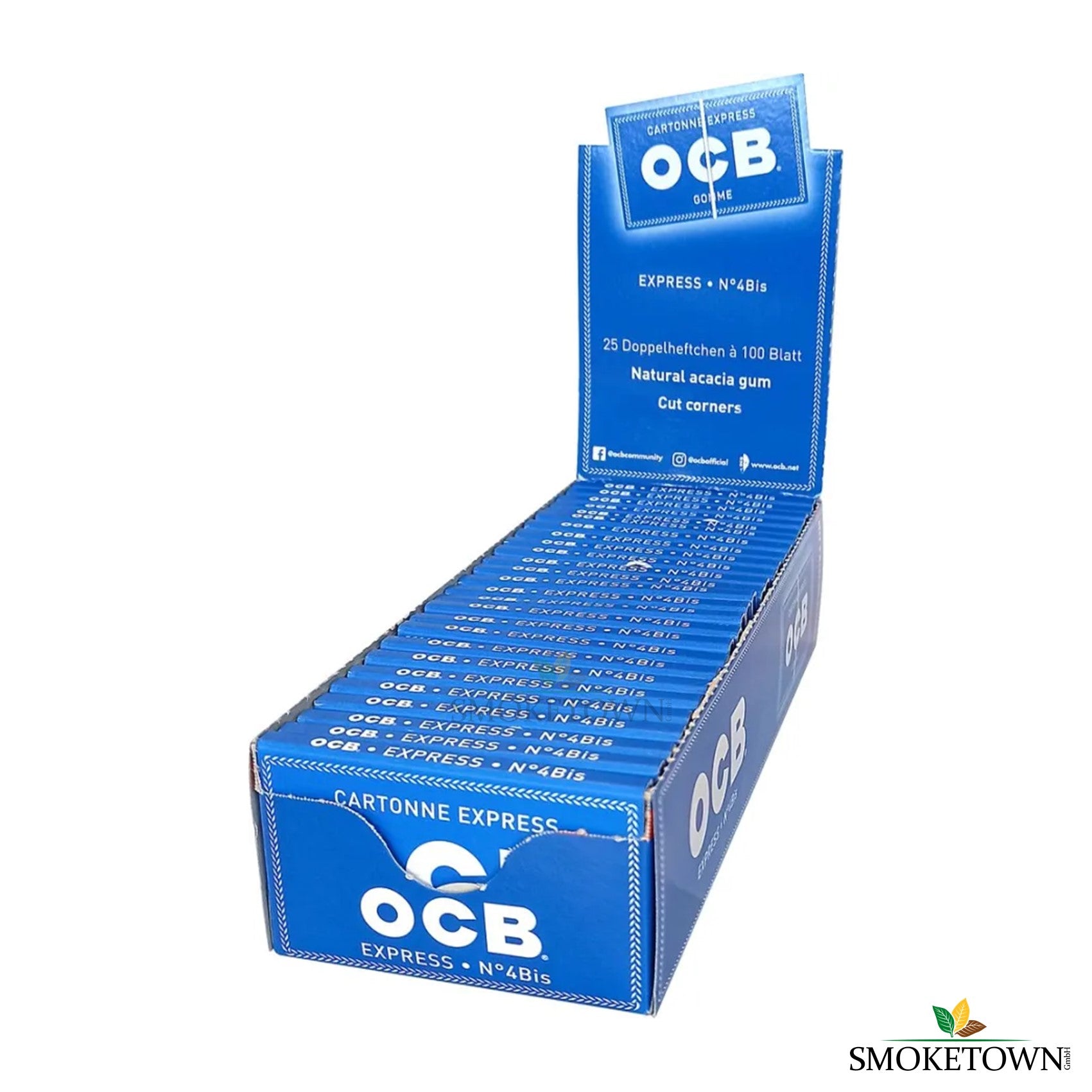OCB Blue - Gomme Express – beständiges Zigarettenpapier, Cut corners