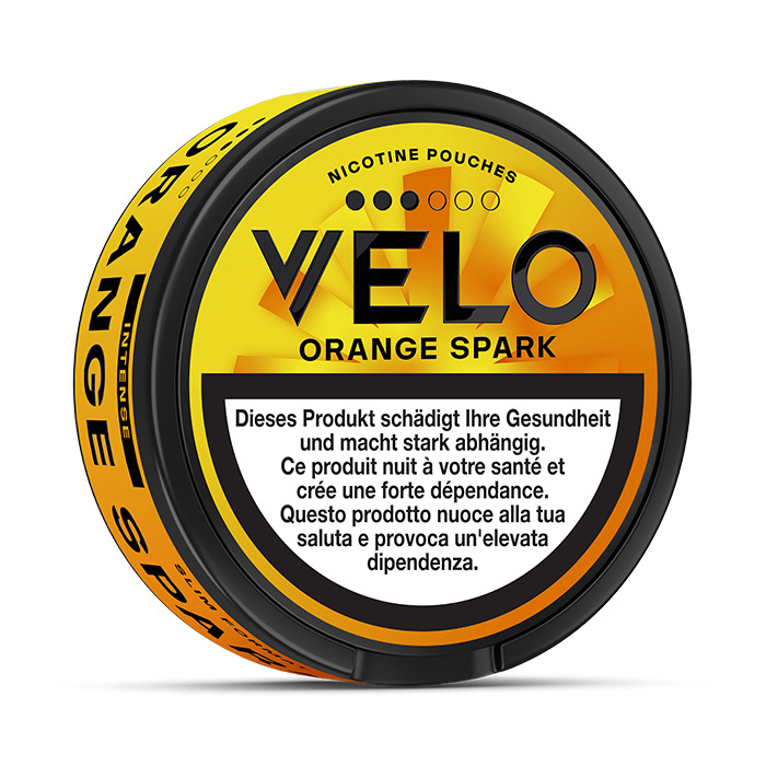 VELO Orange Spark 10 mg – 24 Beutel – VELO Dose Seitenansicht