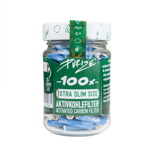PURIZE ActiveFilter 6mm Glas Blau Aktivkohlefilter 100 Stück