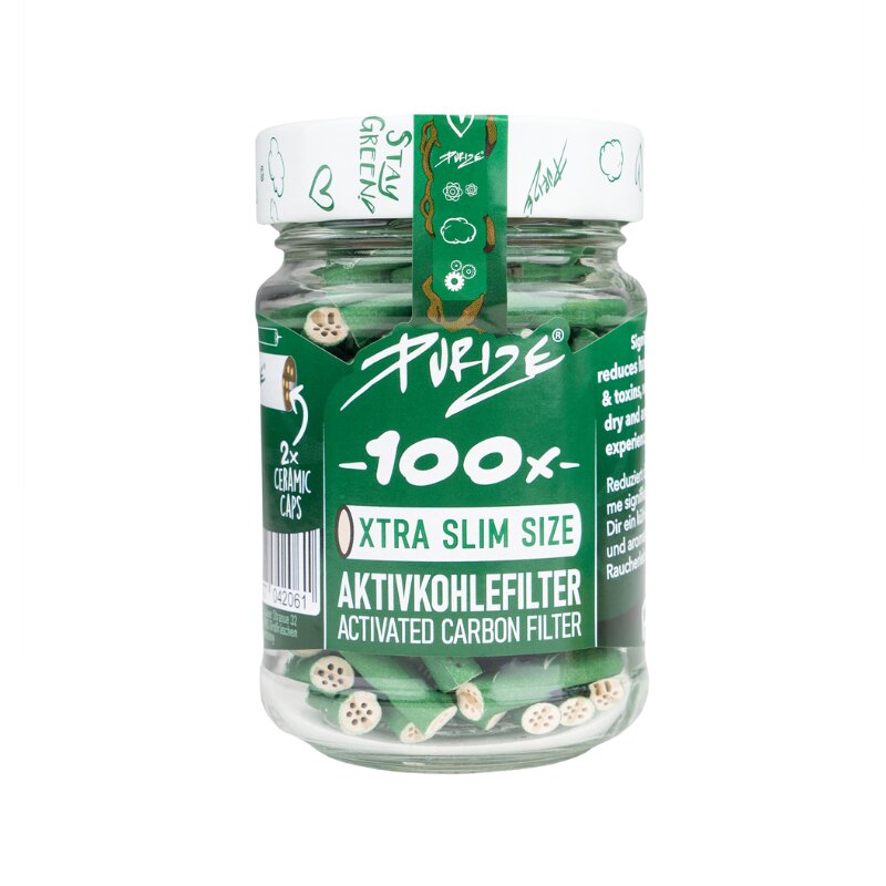 PURIZE ActiveFilter 6mm Glas Grün Aktivkohlefilter 100 Stück
